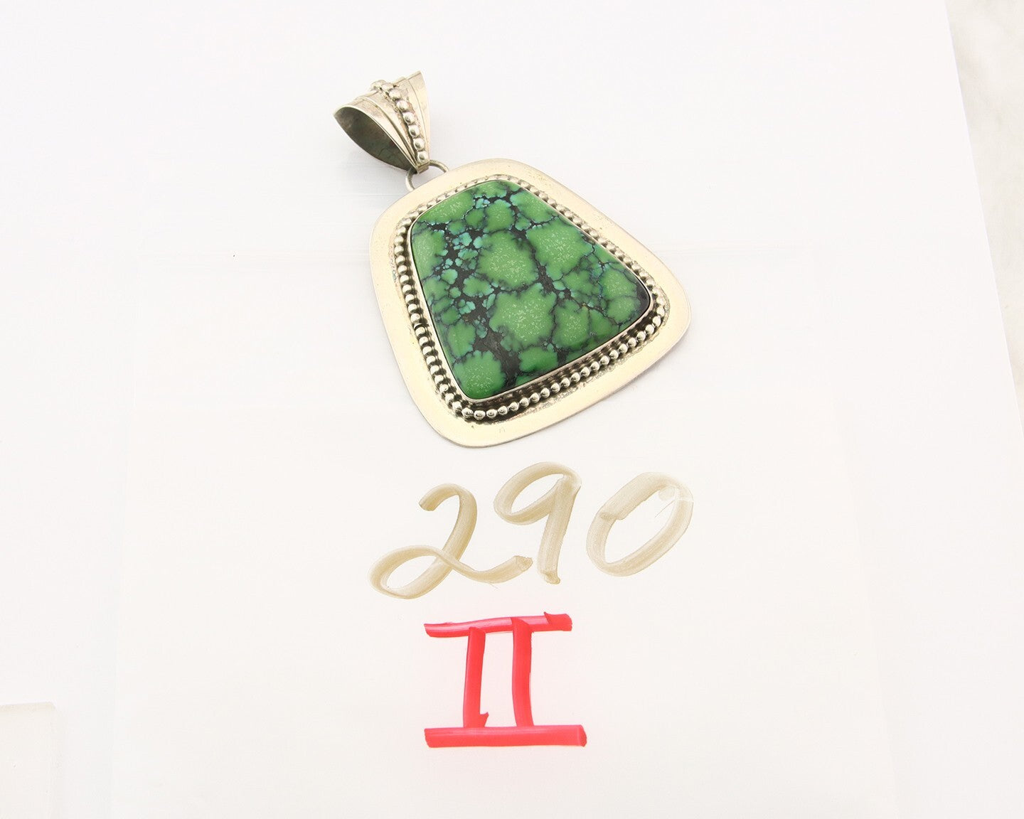 Navajo 925 Silver Pendant Turquoise Handmade Artist Signed J Linkin C.80's