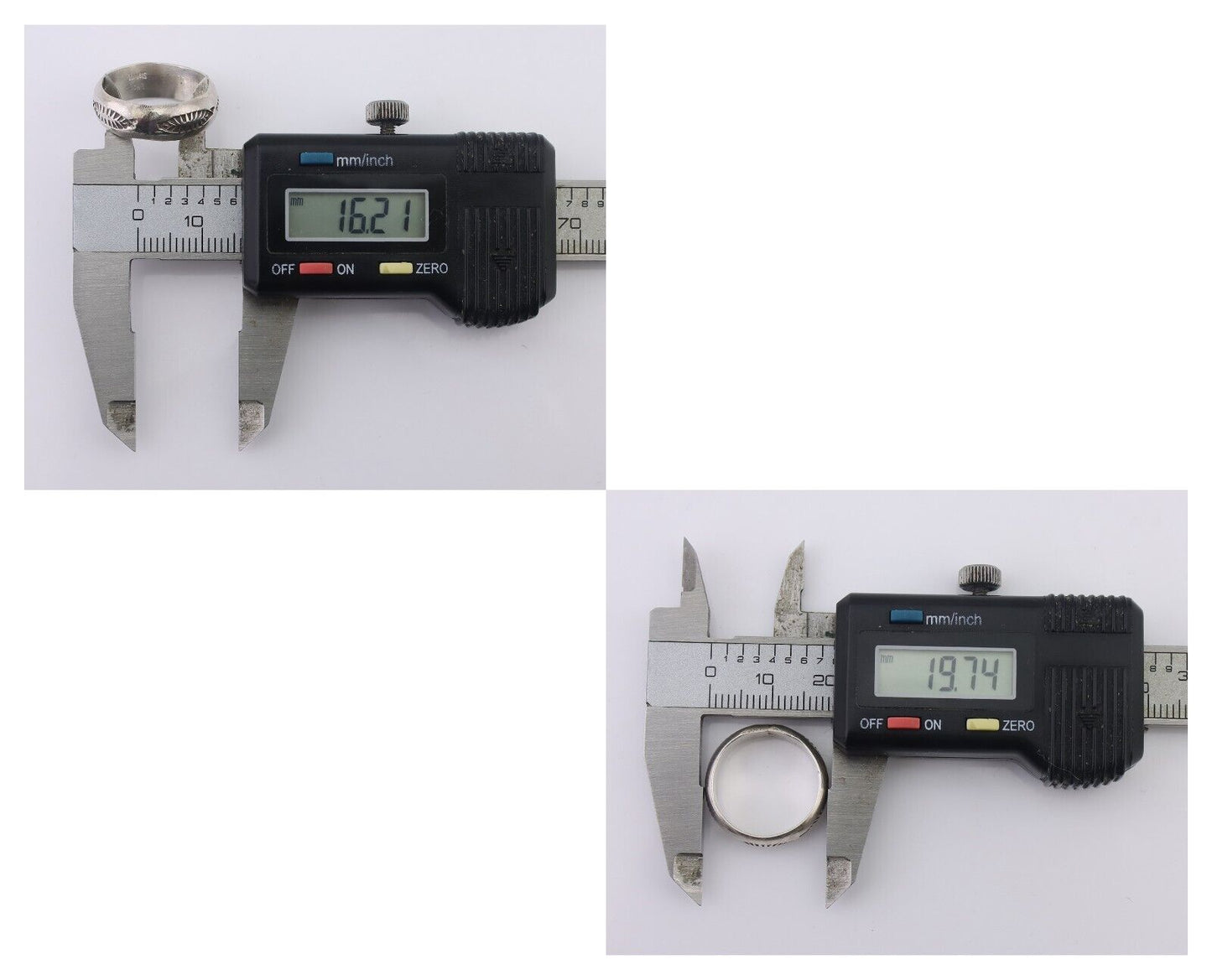 Navajo Hand Stamped Band 925 Silver 6.0 mm Signed Larry Chavez Size 5.75 C.80's