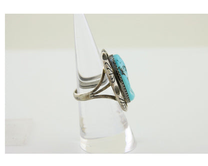 Navajo Ring 925 Silver Sleeping Beauty Turquoise Artist Siged Becenti C.80's