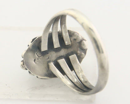 Navajo Ring 925 Sterling Natural Turquoise Native Artist C.80's Size 7.5