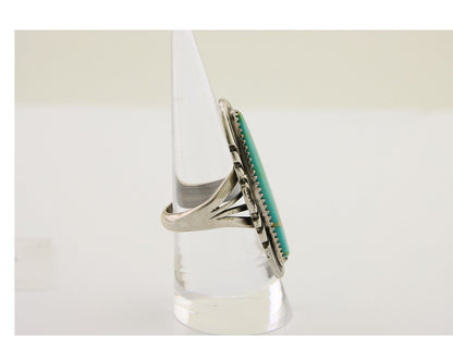 Navajo Hand Stamped Ring 925 Silver Turquoise Native Artist Begay C.80's