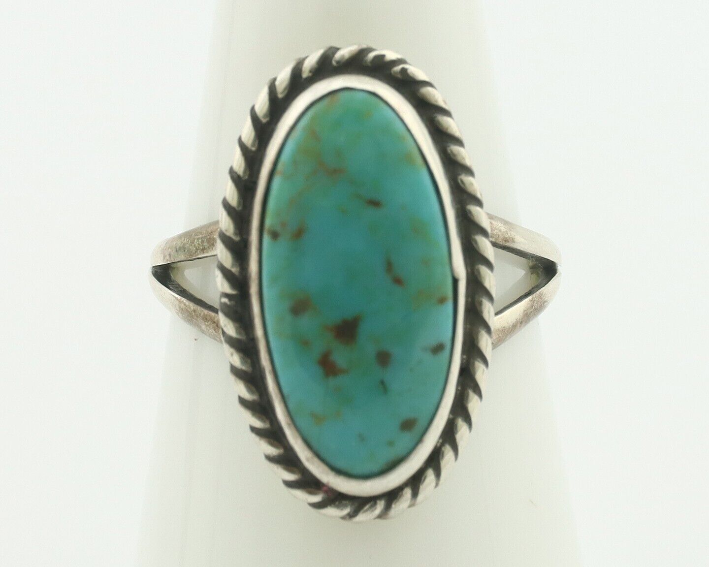 Navajo Ring 925 Silver Natural Blue Turquoise Signed M Montoya C.80's