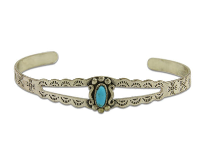 Navajo Cuff Bracelet 925 Silver Turquoise Cuff Native American Artist C.80's