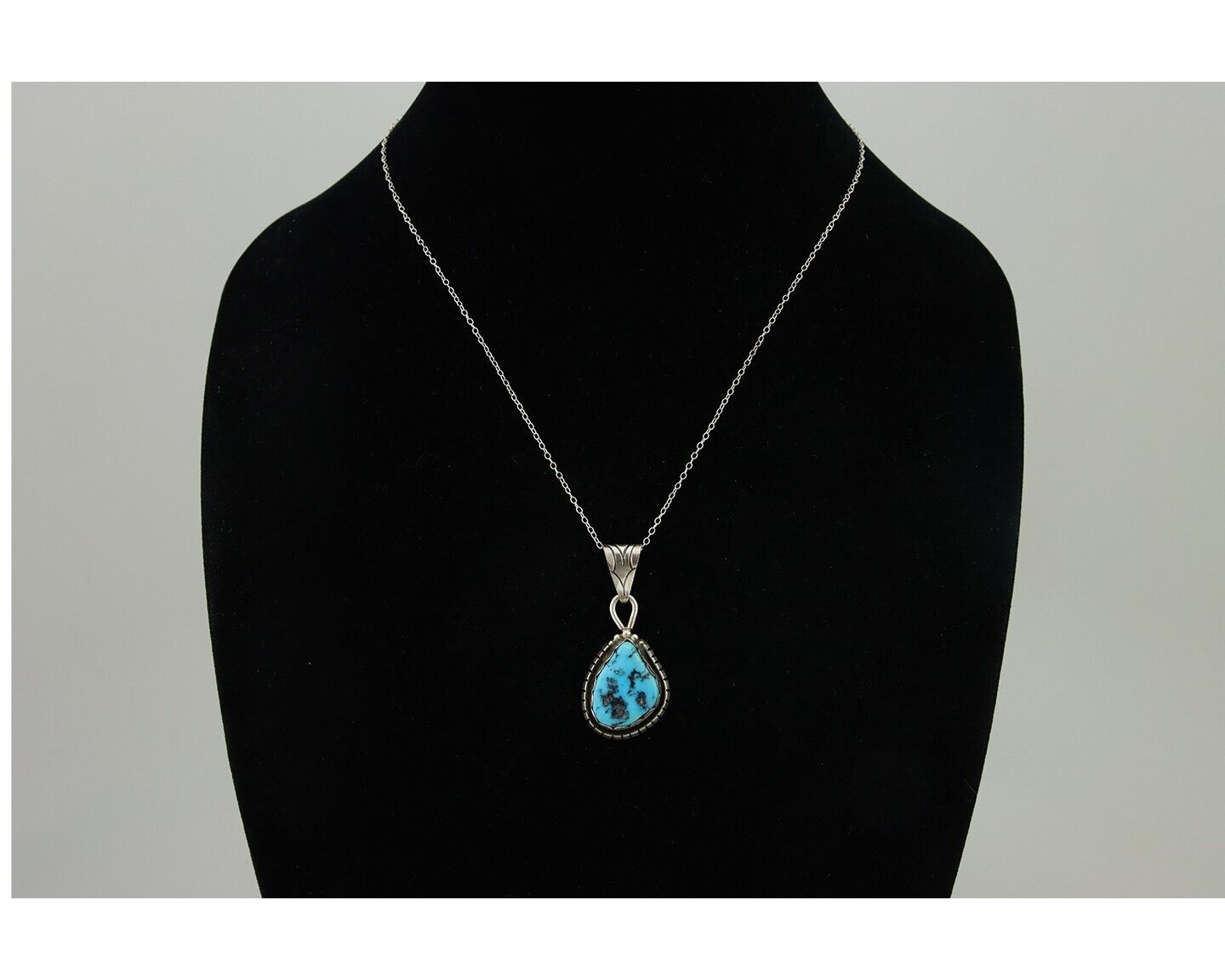 Navajo Necklace 925 Silver Natural Blue Turquoise Artist Tony Guerro C.80's