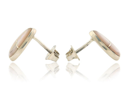Navajo Earrings 925 Silver Pink Mussel Native American Artist C.80's