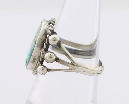 Navajo Ring 925 Silver Natural Blue Turquoise Artist Signed MC C.80's