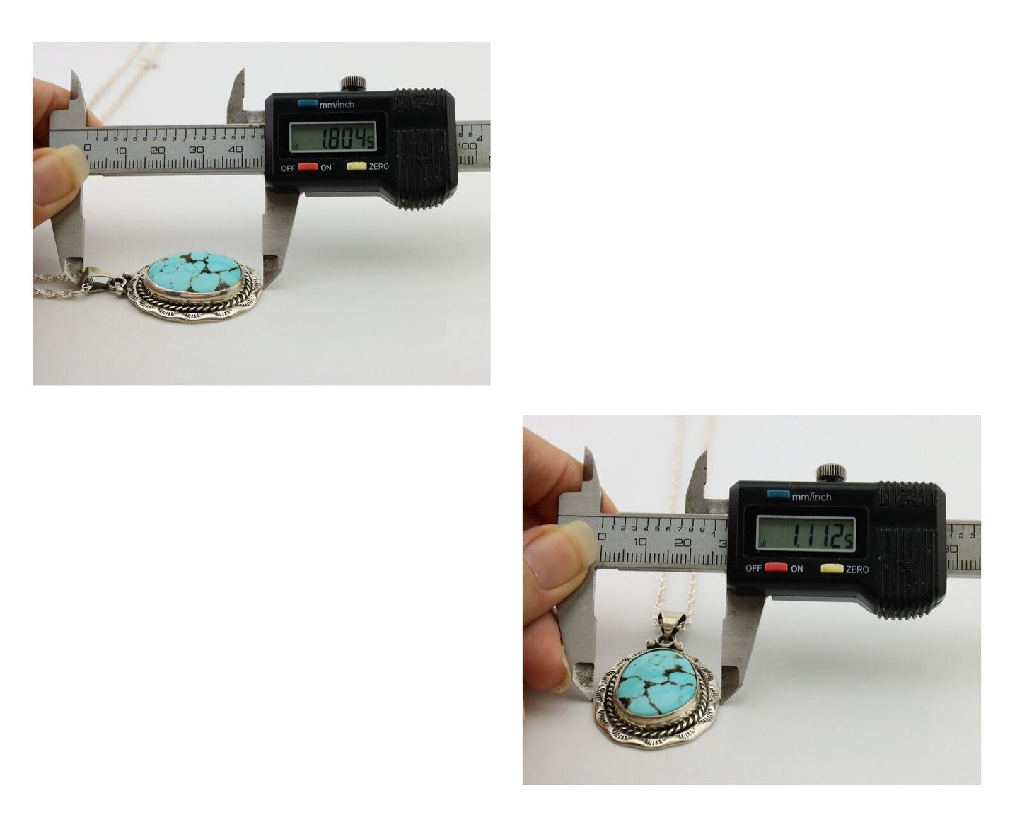 Navajo Pendant 925 Silver Spiderweb Turquoise Signed M Montoya C.90's
