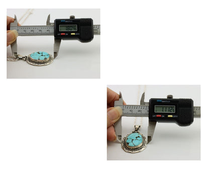 Navajo Pendant 925 Silver Spiderweb Turquoise Signed M Montoya C.90's