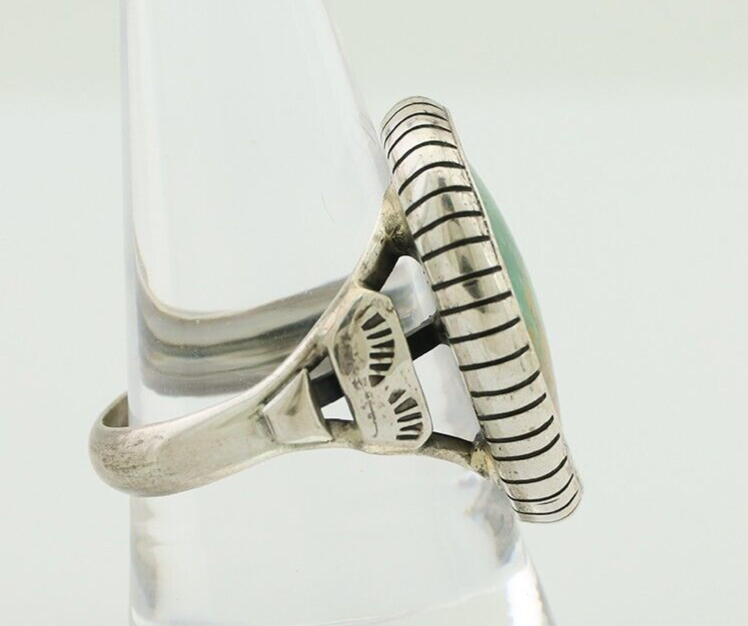 Navajo Handmade Ring 925 Silver Natural Turquoise Signed M Montoya C.80's