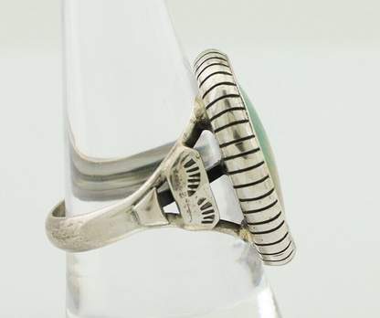 Navajo Handmade Ring 925 Silver Natural Turquoise Signed M Montoya C.80's