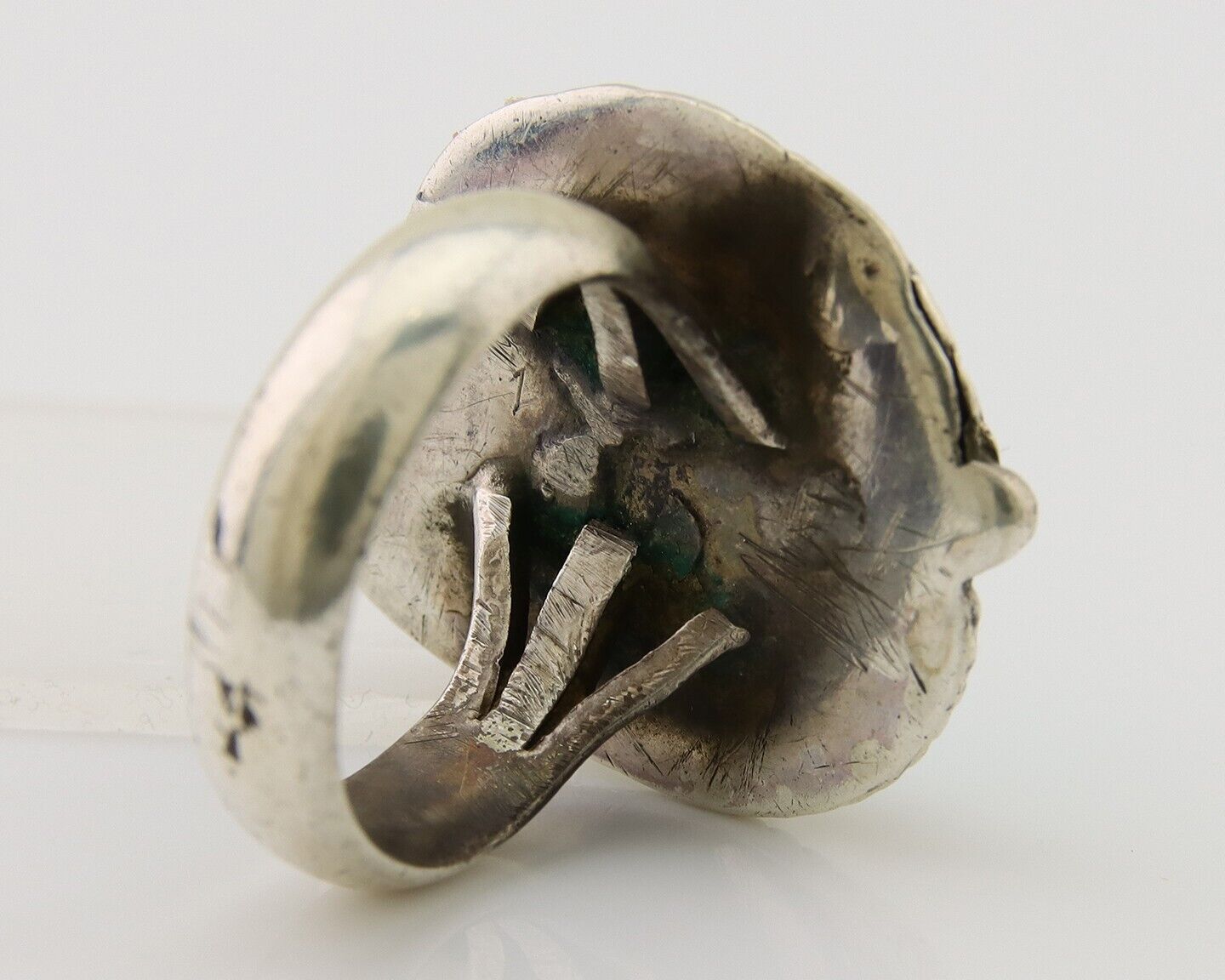 Navajo Ring 925 Sterling Silver Blue Turquoise Native American Artist C.80's