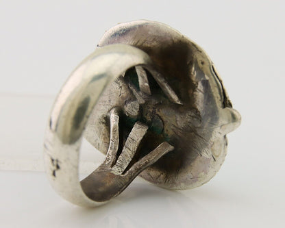 Navajo Ring 925 Sterling Silver Blue Turquoise Native American Artist C.80's