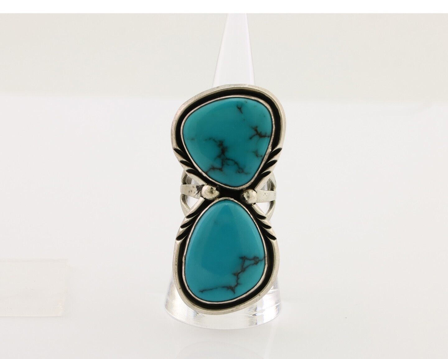 Navajo Handmade Ring 925 Silver Natural Tuquoise Artist Signed RD C.80's