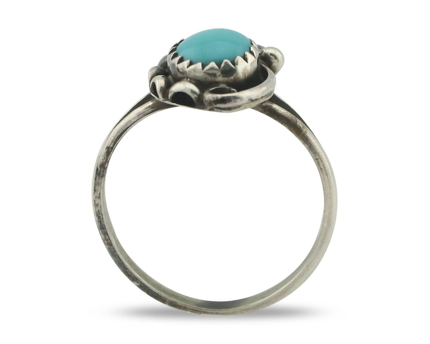 Navajo Ring .925 Silver Sleeping Beauty Turquoise Native American Artist C.80's