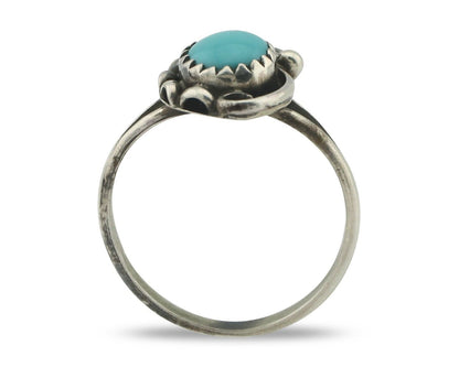 Navajo Ring .925 Silver Sleeping Beauty Turquoise Native American Artist C.80's