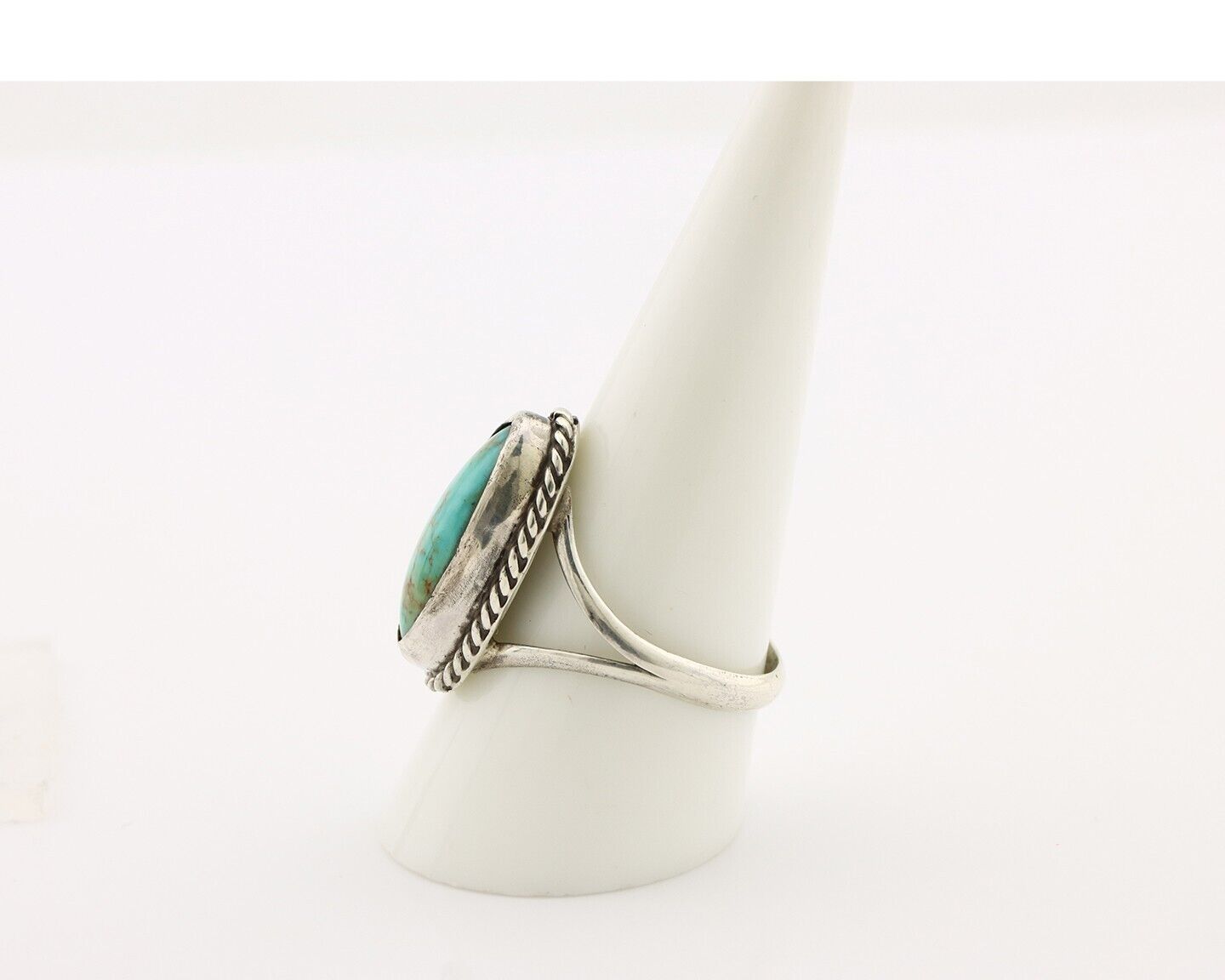 Navajo Ring 925 Silver Kingman Turquoise Artist Native American Signed C.80's
