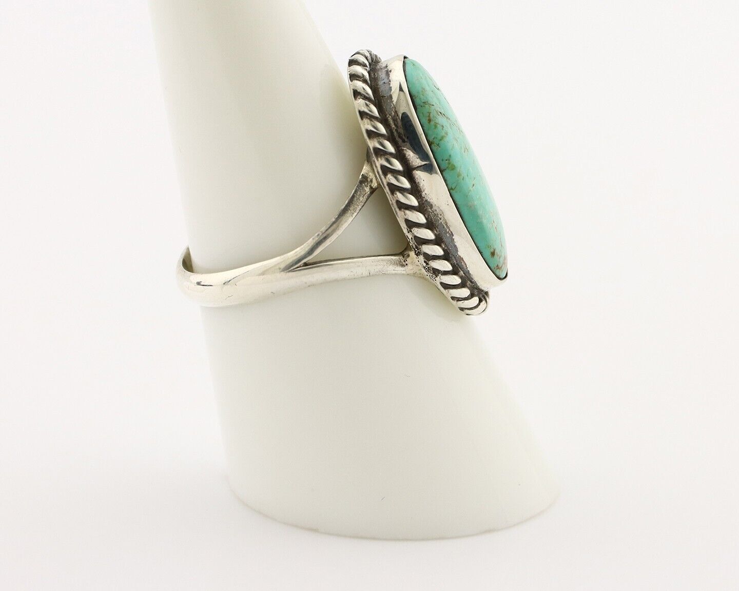 Navajo Ring 925 Silver Natural Kingman Turquoise Artist Signed M Montoya C.80's