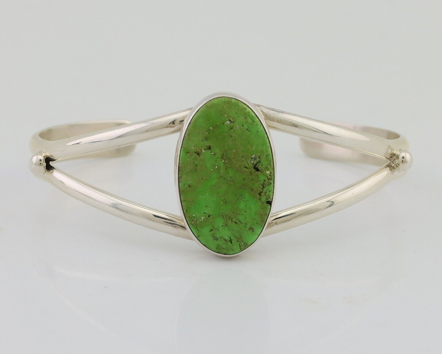 Navajo Cuff Bracelet 925 Silver Green Turquoise Signed Wilbur Musket Jr C.90's