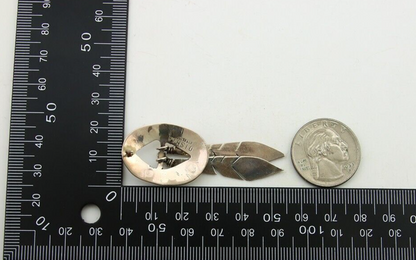 Navajo Feather Earrings 925 Silver Dangle Artist Signed DISHTA C.80's