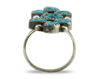 Navajo Ring .925 Silver Blue Morenci Turquoise Artist Signed IHMJ & MT C.80's