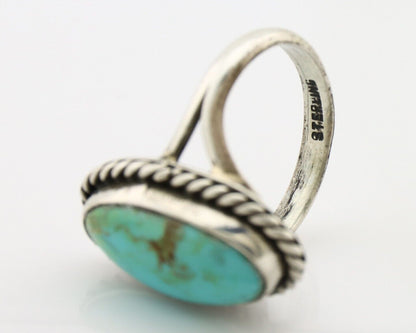 Navajo Ring 925 Silver Natural Kingman Turquoise Native American Artist C.80's