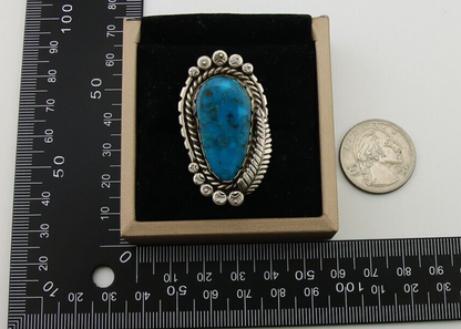Navajo Ring 925 Sterling Silver Natural Turquoise Native American Artist C.80's