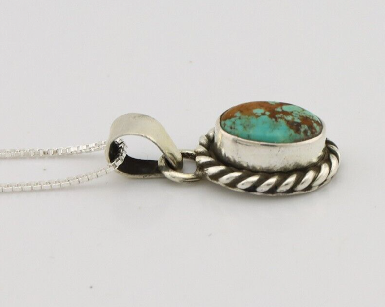 Navajo Necklace 925 Silver Natural Kingman Turquoise Native Artist C.2008