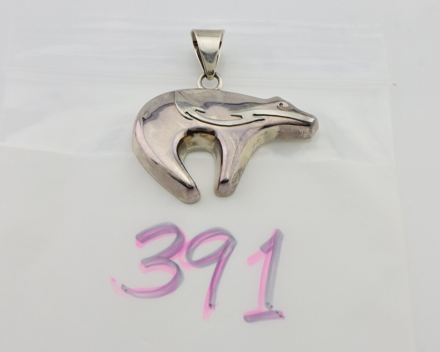 Navajo Spirit Bear Pendant 925 Sterling Silver Native C C.80's