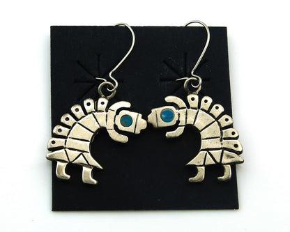 Navajo Dangle Earrings Sterling Silver Turquoise Vintage Handmade Dancer