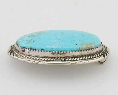 Navajo Pin Pendant 925 Silver Natural Blue Turquoise Artist signed DS C.80's