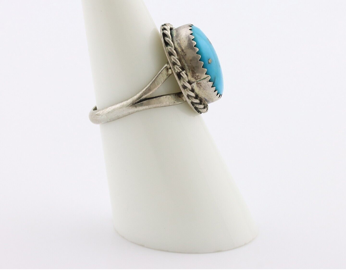 Navajo Ring 925 Silver Blue Turquoise Native American Artist C.80's