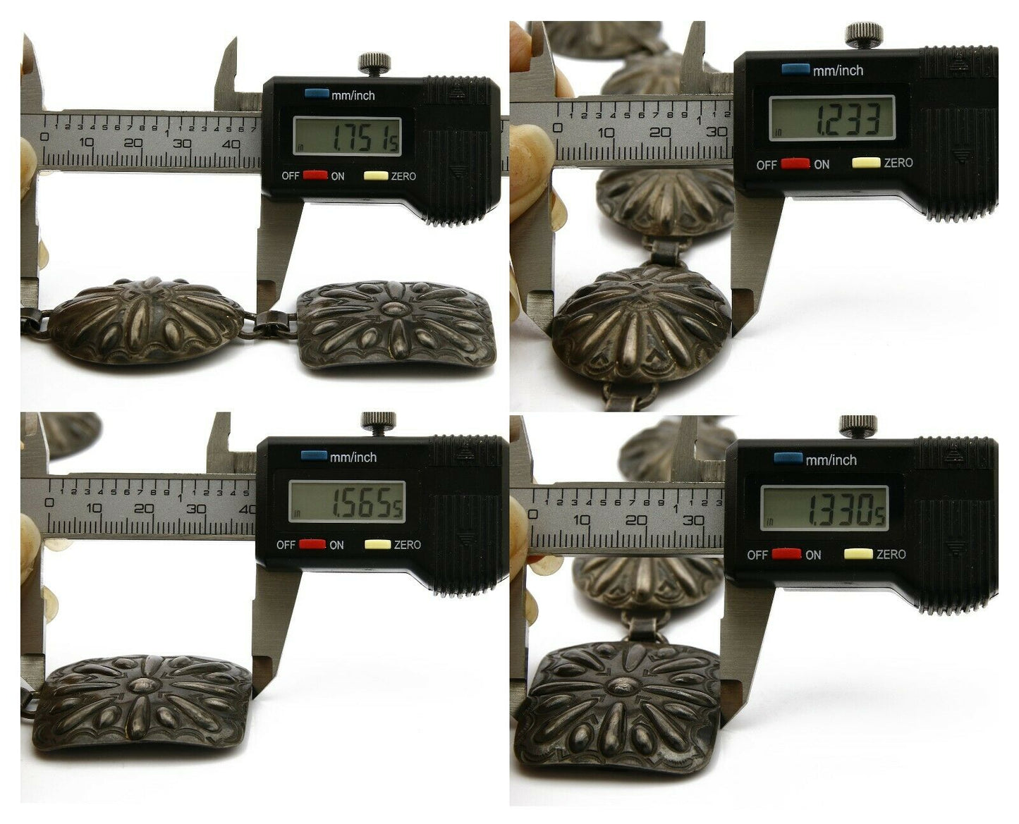 Navajo Concho Belt .925 Silver Handmade Hand Stamped Circa 1940's