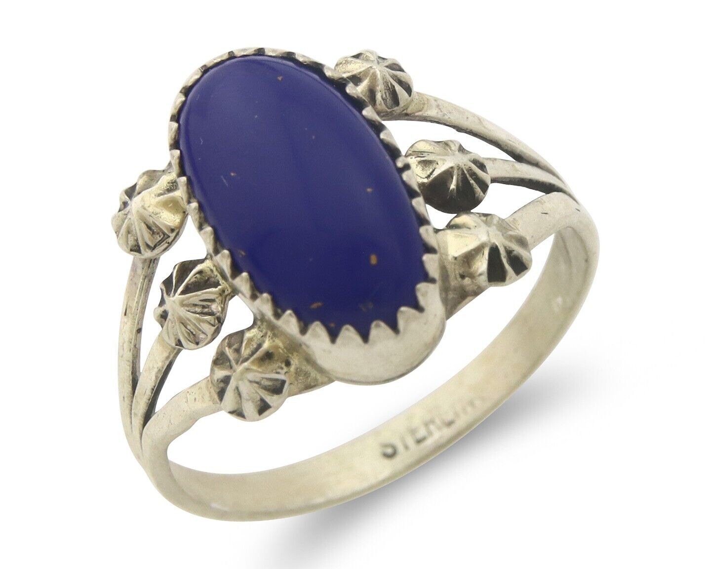 Navajo Ring 925 Sterling Natural Lapis Handmade Native Artist C.80's