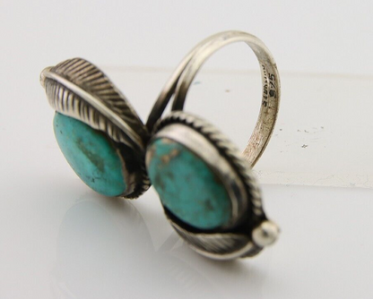 Navajo Ring 925 Sterling Silver Blue Turquoise Native American Artist C.80's