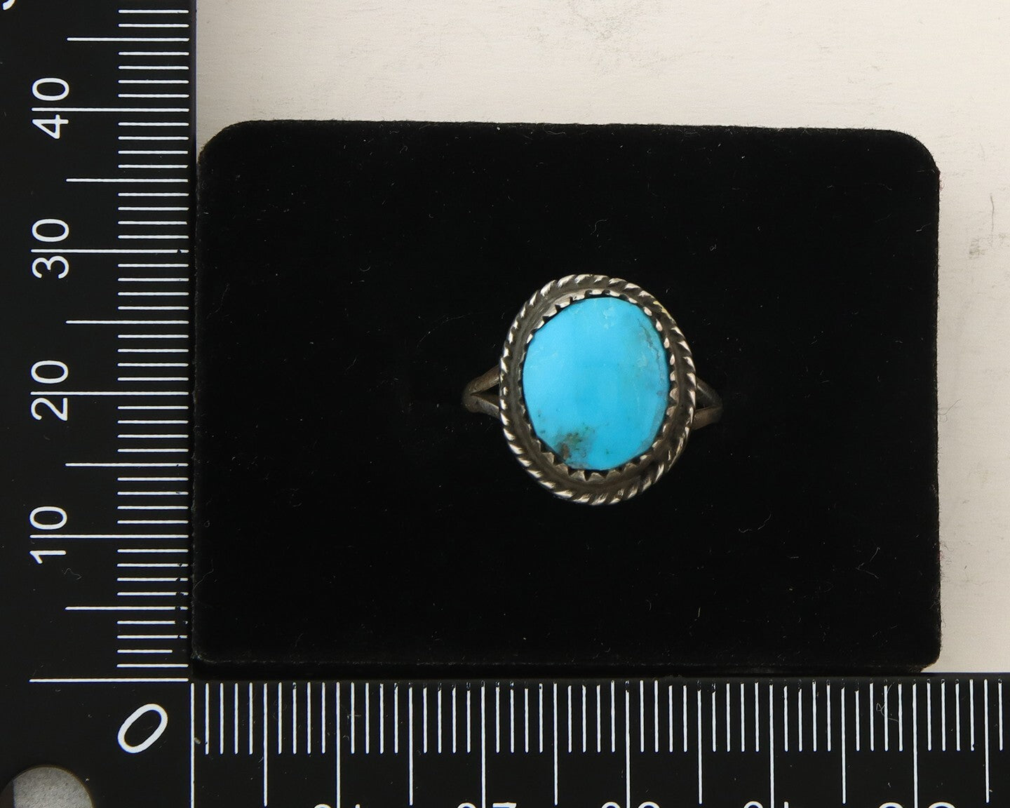 Navajo Ring 925 Sterling Natural Mined Arizona Turquoise C.80's Size 6.0