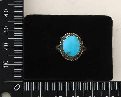 Navajo Ring 925 Sterling Natural Mined Arizona Turquoise C.80's Size 6.0