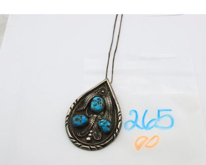 Navajo Necklace Sterling Silver Turquoise Vintage Signed L.D. Old Pawn