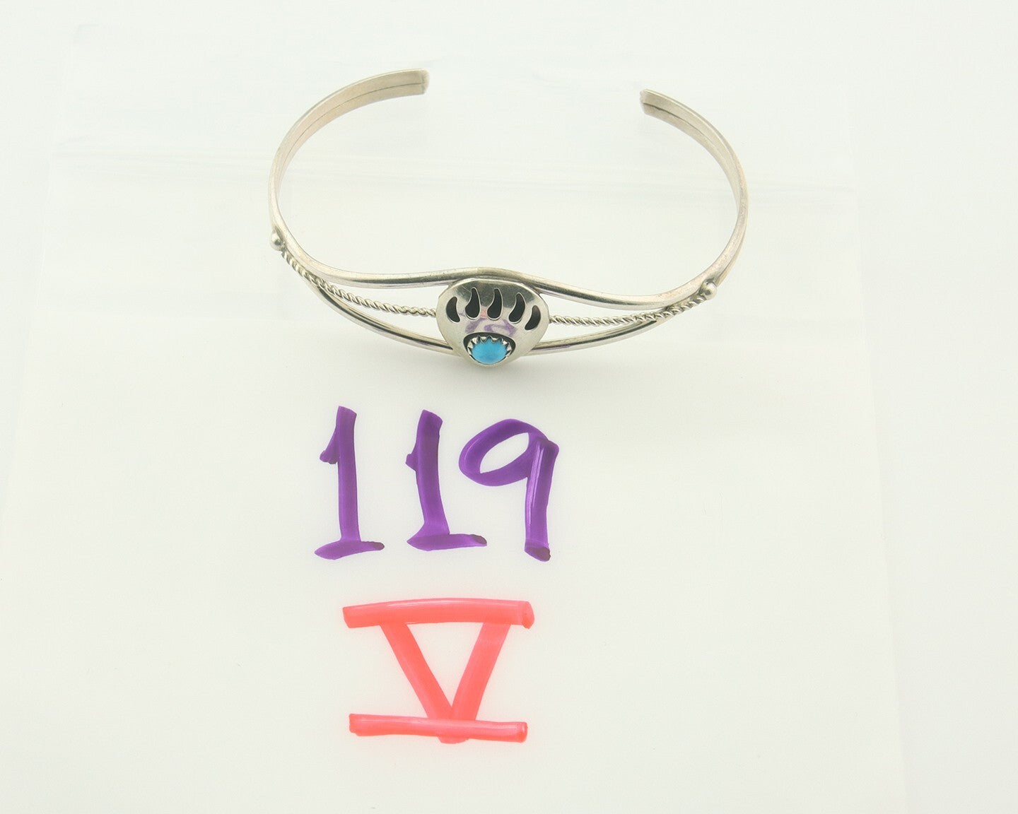 Navajo Bracelet 925 Silver Handmade Animal Claw Cuff Native American Artist C80s