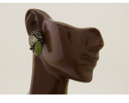Navajo Handmade Earrings 925 Silver Natural Turquoise Native Artist C.80's