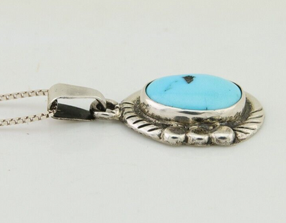 Navajo Necklace 925 Silver Natural Turquoise Artist M Montoya C.80's