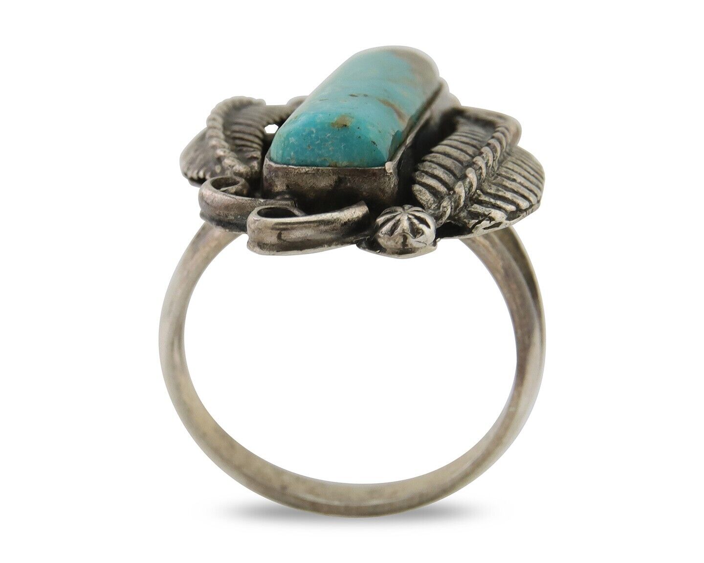 Navajo Handmade Ring 925 Silver Natural Turquoise Native Artist C.80's