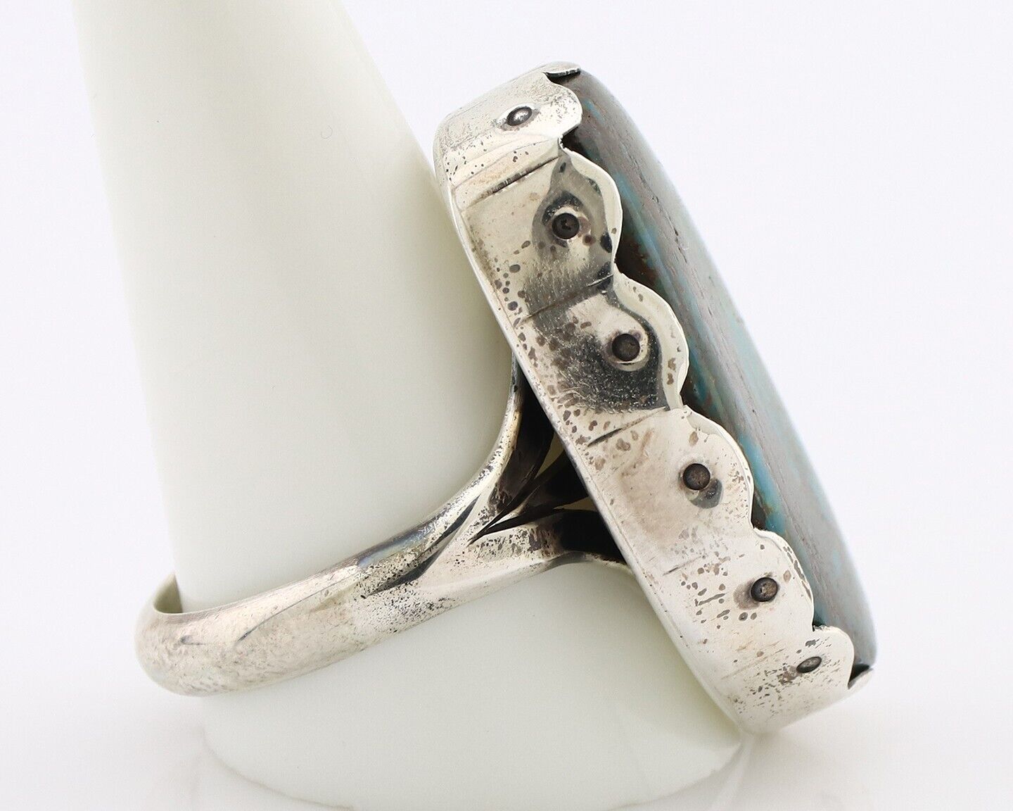 Navajo Ring 925 Silver Blue Turquoise Artist Signed Unknown Artist C.80's
