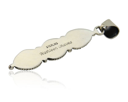 Navajo Necklace 925 Silver Natural Turquoise Artist Kathllen Chavez C.80's