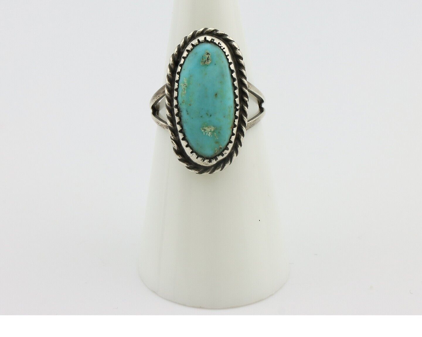 Navajo Ring 925 Silver Kingman Turquoise Native American Artist C.80's