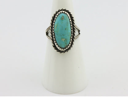 Navajo Ring 925 Silver Kingman Turquoise Native American Artist C.80's