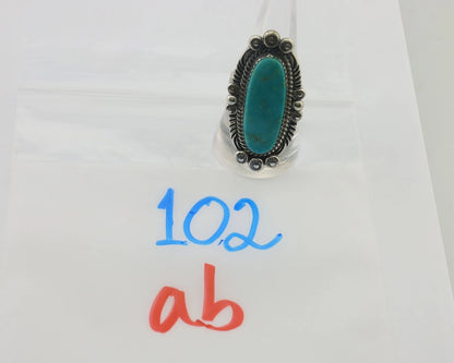 Navajo Ring 925 Silver Blue Gem Turquoise Native American Artist C.80's