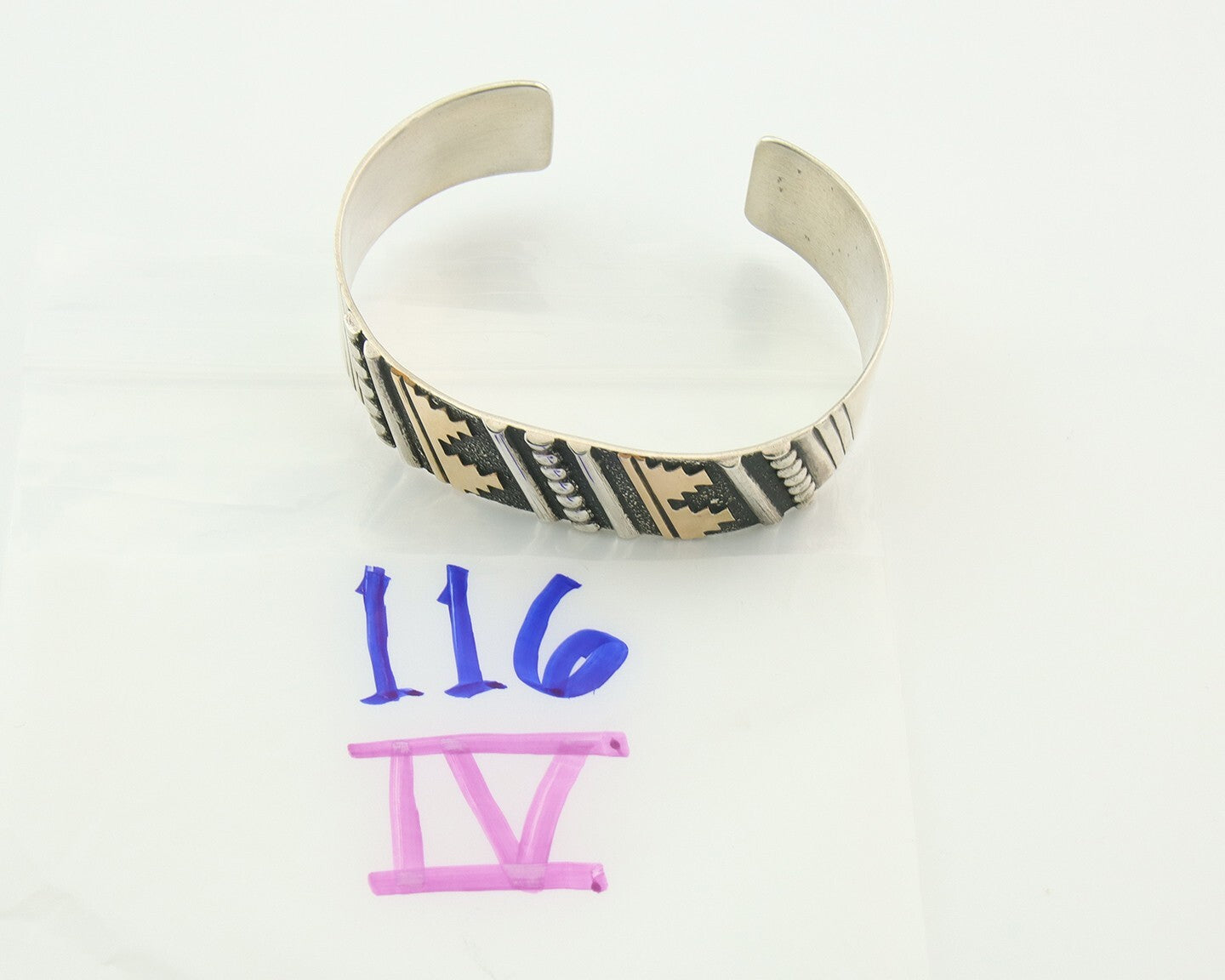 Navajo Bracelet Gold & 925 Silver Handmade 19 mm Wide Signed Thomas Singer C80s