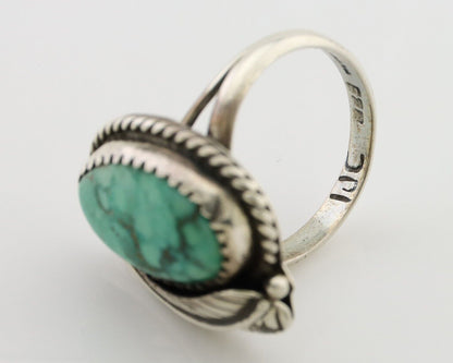 Navajo Handmade Ring 925 Silver Natural Turquoise Artist Signed IJC C.80's