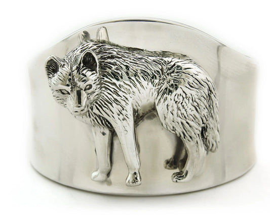 Navajo Cuff Bracelet Sterling Silver Wolf Vintage Signed Carol Felley