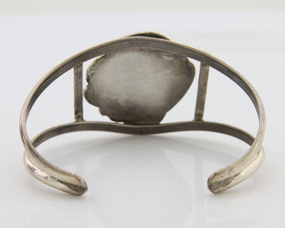 Navajo Bracelet 925 Silver Blue Nugget Turquoise Artist Signed AJ C.80's